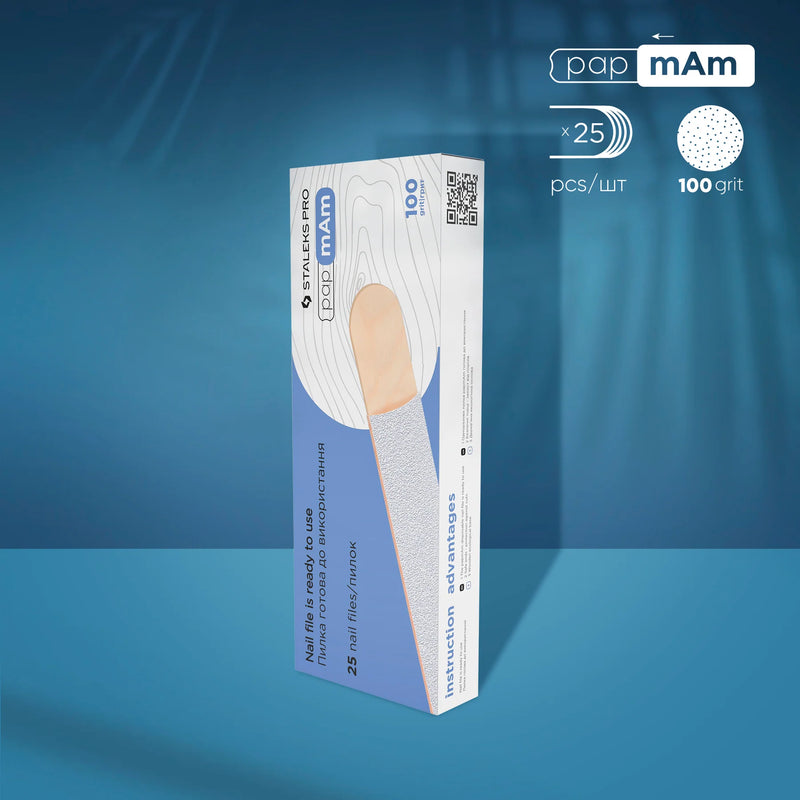 STALEKS PRO EXPERT 22 DISPOSABLE WHITE PAPMAM NAIL FILES ON A WOODEN BASE 25 PCS DWCE-22 WHITE DWCE-22-100/25w