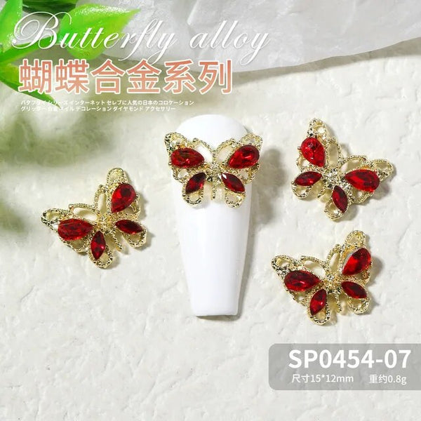 10pcs Glass Crystal Rhinestones Butterfly Nail Jewelry Holographic 3D Butterfly Nail Charms DIY Nail Art Accessories Decoration
