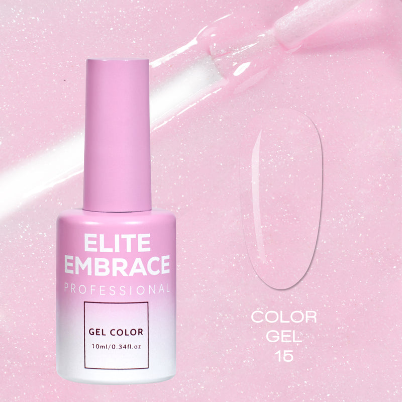 ELITE EMBRACE Professional Color Gel 15 with Glitter 10ml ECGG1510