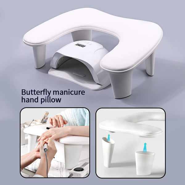 1pcs Butterfly Nail Art Hand Pillow Portable Removable Stand Tilt Design Manicure Stand Hand Pillow PU Material Hand Pillow