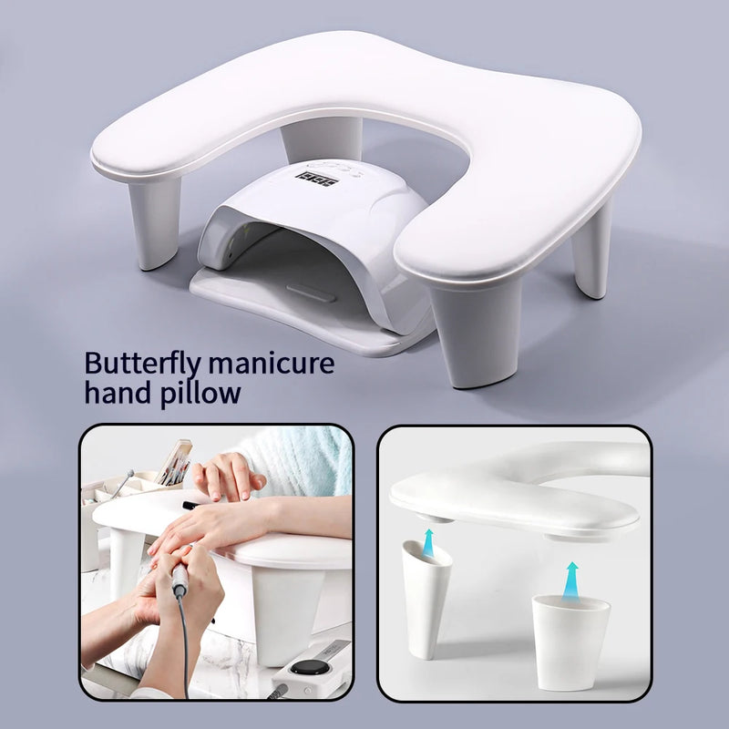 1pcs Butterfly Nail Art Hand Pillow Portable Removable Stand Tilt Design Manicure Stand Hand Pillow PU Material Hand Pillow