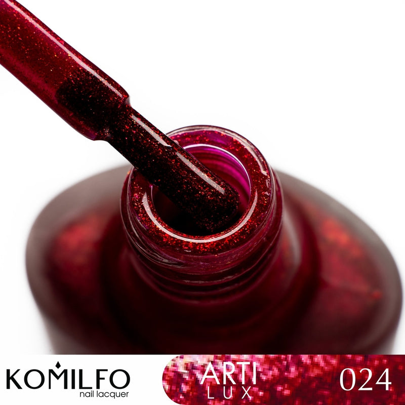 KOMILFO ARTILUX 024 ЗВИЧАЙНИЙ ЛАК ДЛЯ НІГТІВ (НЕ ГЕЛЬ) (БОРДОВИЙ, З МІКРОСПРЕЄМ), 8 МЛ 222024