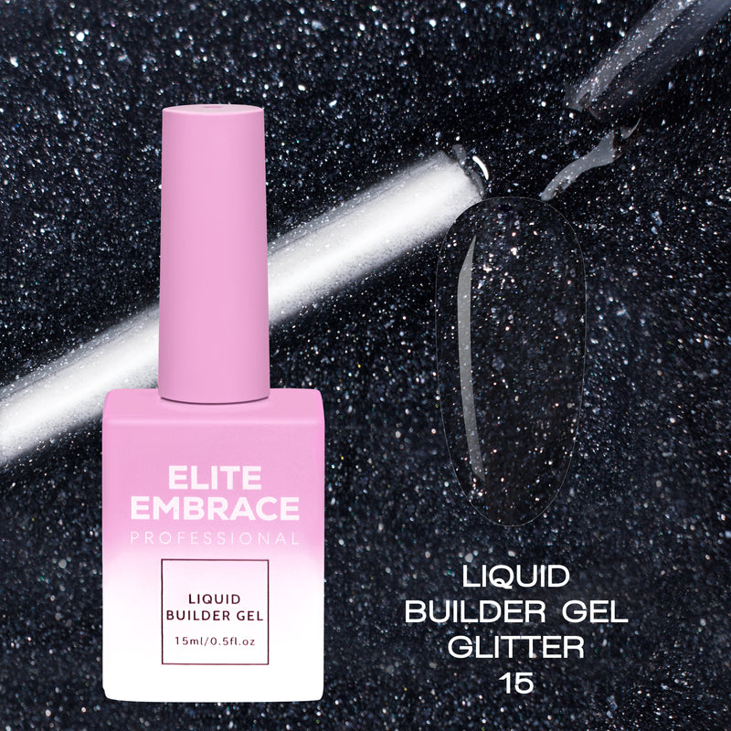 ELITE EMBRACE Professional Liquid Builder Gel Glitter 15 15ml ELBGG1515