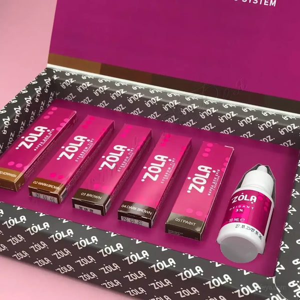 ZOLA SET OF EYEBROW TINT WITH COLLAGEN 5X15ML (5 COLORS AND OXIDANT) 04904