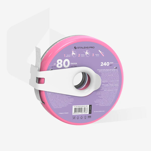 STALEKS PRO EXPERT WHITE ПИЛКА ДЛЯ НІГТІВ ЗАПОВНЕНИЙ РУЛОН У ПЛАСТИКОВОМУ КЕЙСІ 80 ЗНІМНИХ ФАЙЛОВ В РУЛОНІ AT-240w