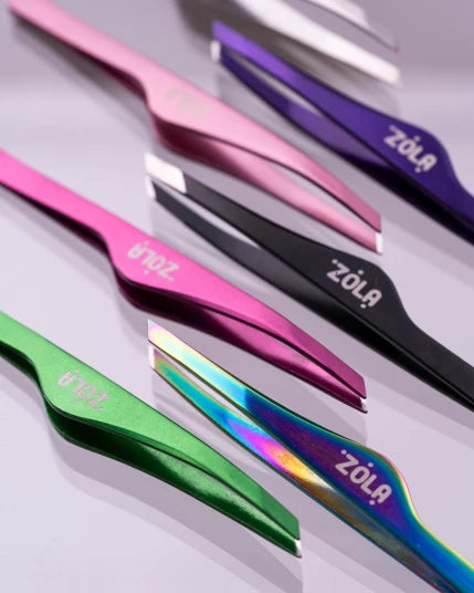 ZOLA PROFESSIONAL BEVELED TWEEZERS FOR EYEBROWS PINK