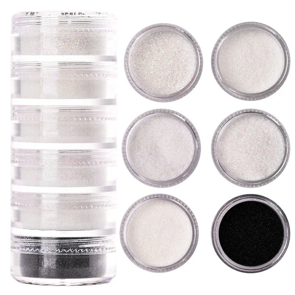 1Set Neon Nail Powder Eyeshadow Dust Fluorenscence Effect Nails Glitter Pigment Chrome Dust DIY Nail Glitter Decoration Manicure6jars