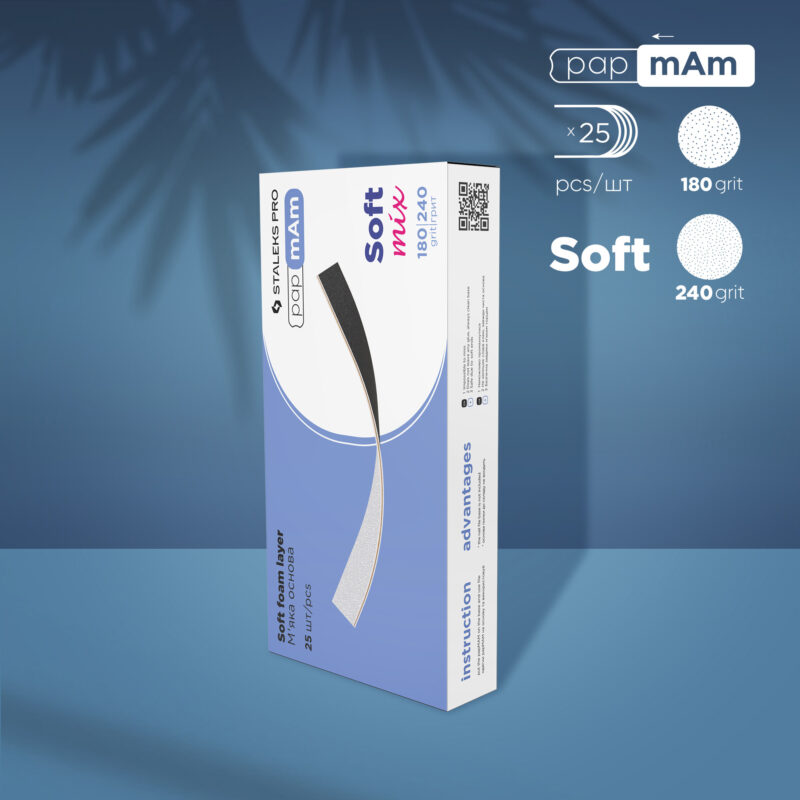 Disposable double-sided files papmAm Mix EXPERT (soft foam layer) 180/240 grit (25 pcs) DFCEMix-20-180/240