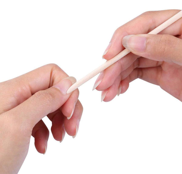100 pcs  Orange Wood Sticks 4.5 Inch Cuticle Pusher Wooden Cuticle Remover
