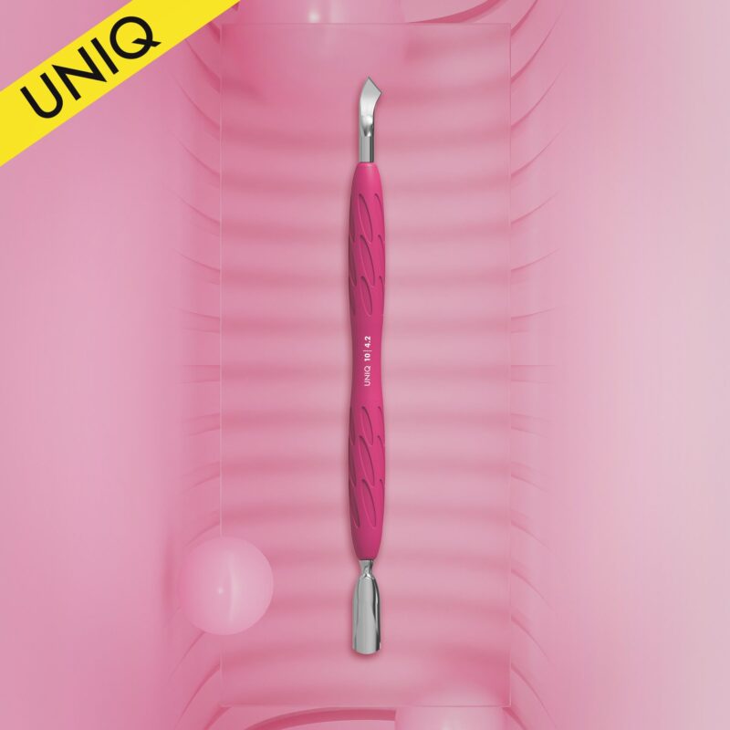СТАЛЕКС Пушер маникюрный с силиконовой ручкой «Gummy» UNIQ 10 TYPE 4.2 (пушер узкий закругленный + изогнутое лезвие) PQ-10/4.2