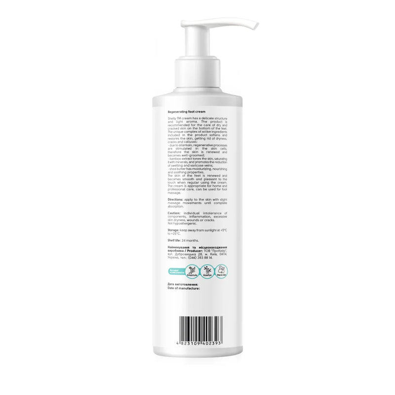 Regenerating foot cream with allantoin, bamboo extract and shea butter Shelly 45ml/250ml/500ml