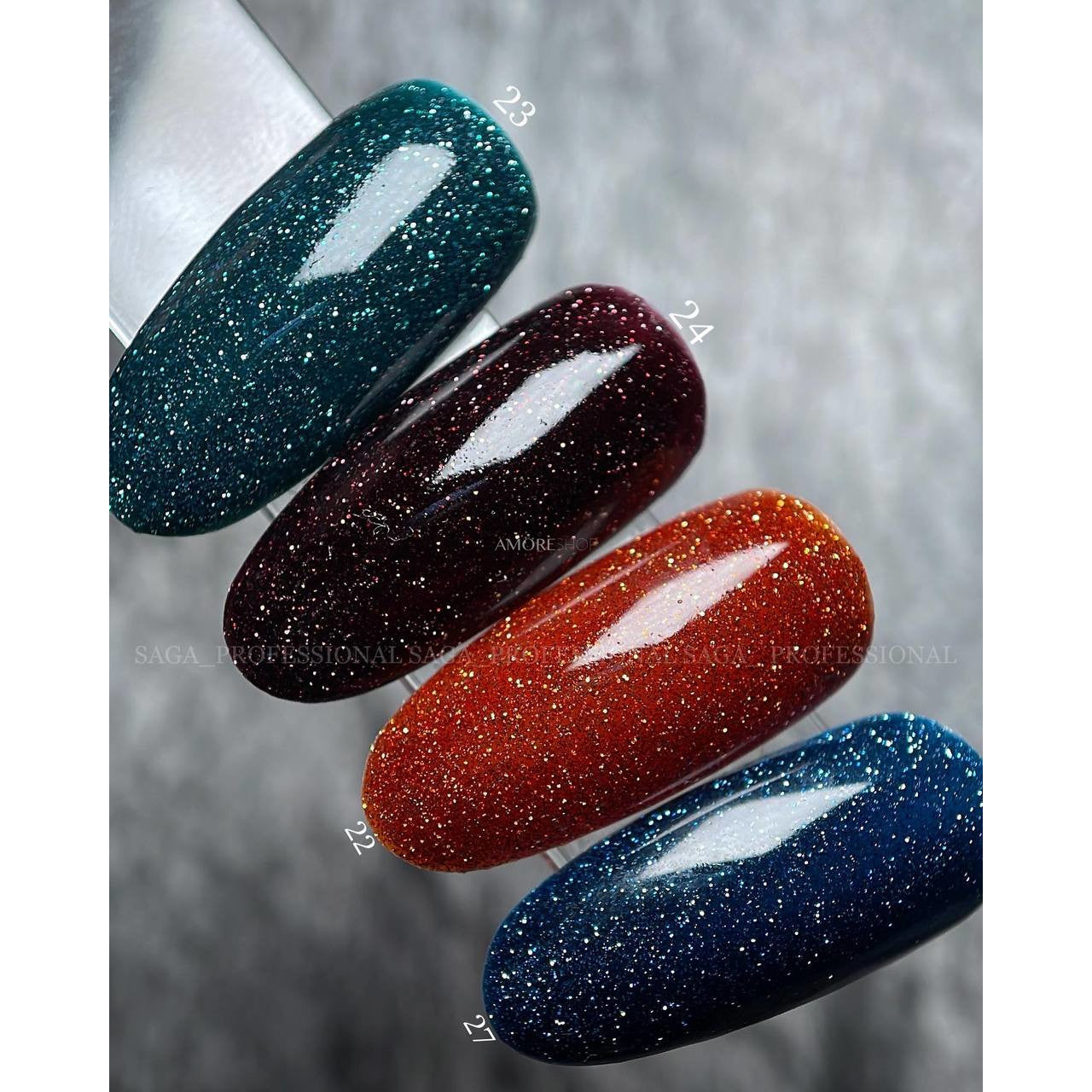 SAGA Professional Gel Polish Fiery gel 22 (оранжевый с микроблеском, светоотражающий), 9 мл