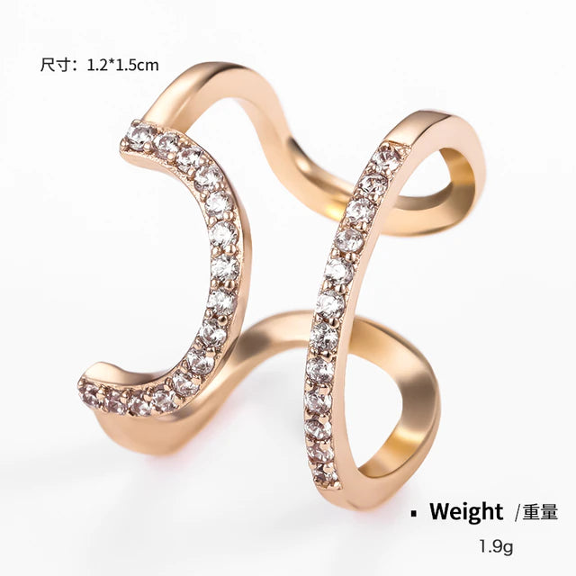 Cute Zircon Nail Sleeve Double Ring Adjustable Opening Size Butterfly Ring For Women