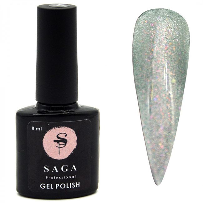 Гель-лак Saga Cat Shine №9 (серый с глиттером) 8 мл