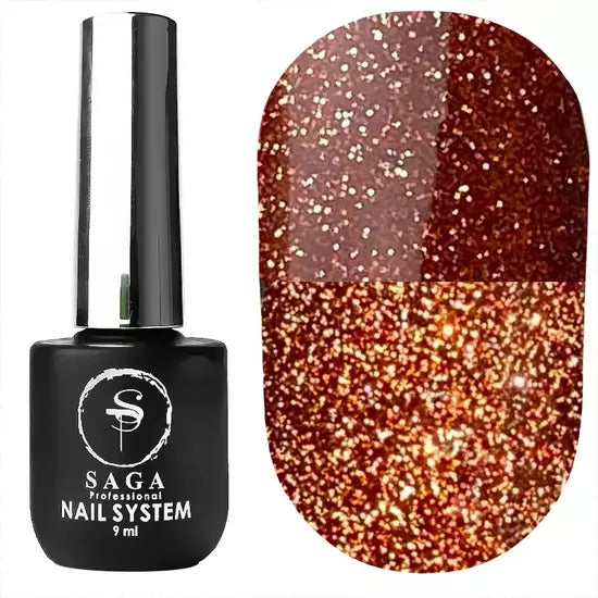 SAGA professional Gel Polish Fiery gel 22 (orange with micro-shine, reflective), 9 ml