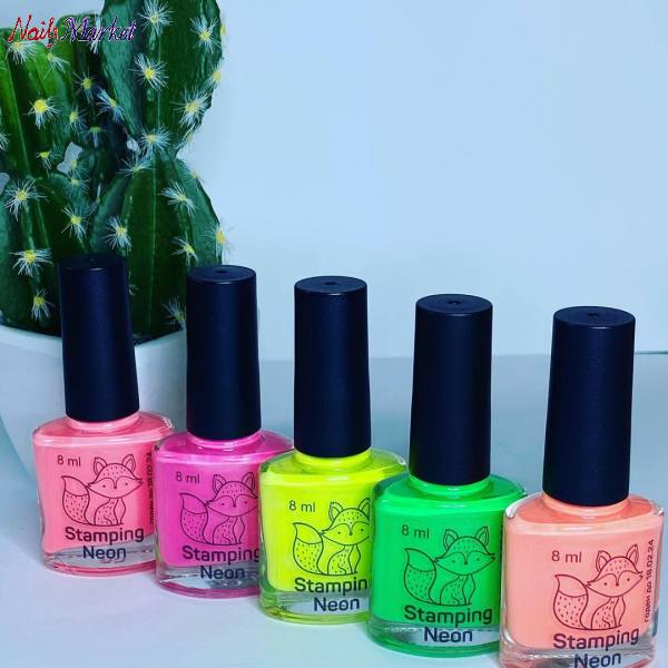 SAGA профессиональная лаковая краска для стемпинга NEON 6 (синяя) 8 мл