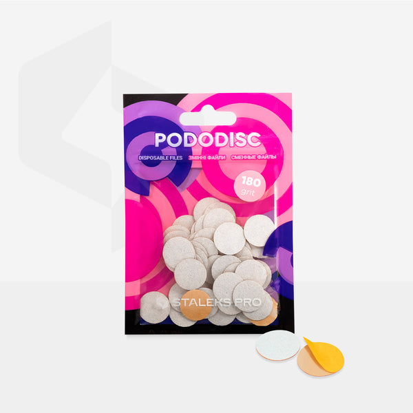 Білі заправні подушечки для педикюрного диска Pododisc Staleks Pro S, 180 грит (50 шт) PDF-15-180w