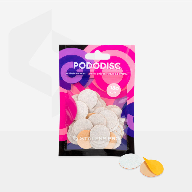 Білі заправні подушечки для педикюрного диска Pododisc Staleks Pro M, 180 грит (50 шт) PDF-20-180w
