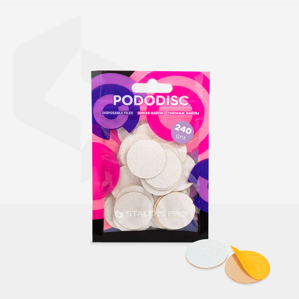 White refill pads for pedicure disc Pododisc Staleks Pro L, 240 grit (50 pc)  PDF-25-240w