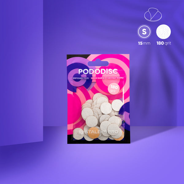 Білі заправні подушечки для педикюрного диска Pododisc Staleks Pro S, 180 грит (50 шт) PDF-15-180w