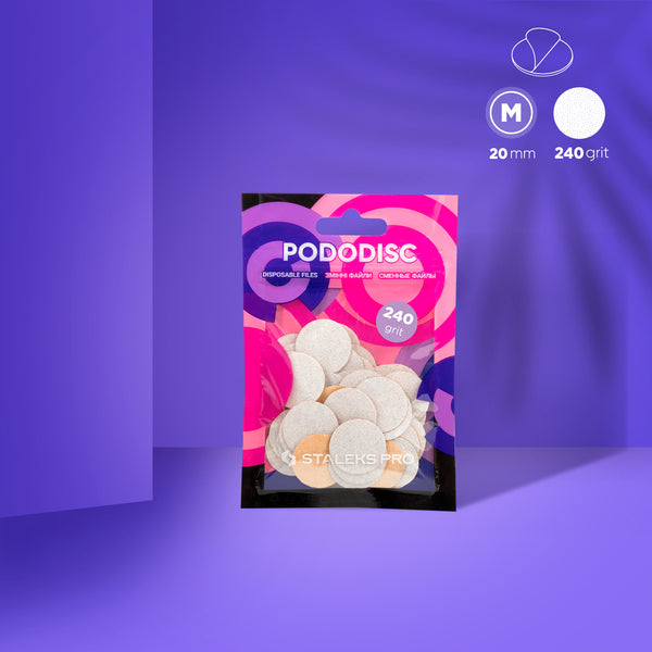 White refill pads for pedicure disc Pododisc Staleks Pro M, 240 grit (50 pc)  PDF-20-240w