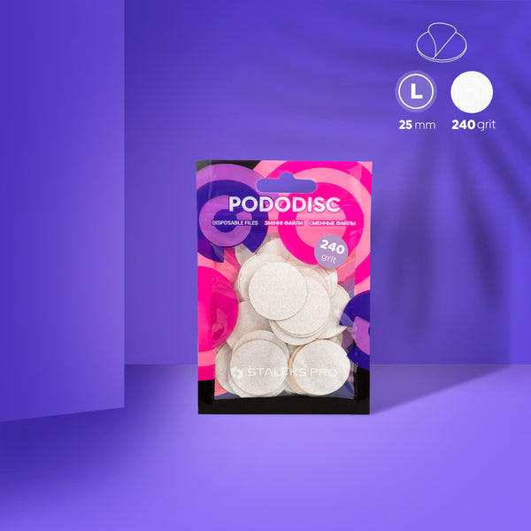 White refill pads for pedicure disc Pododisc Staleks Pro L, 240 grit (50 pc)  PDF-25-240w